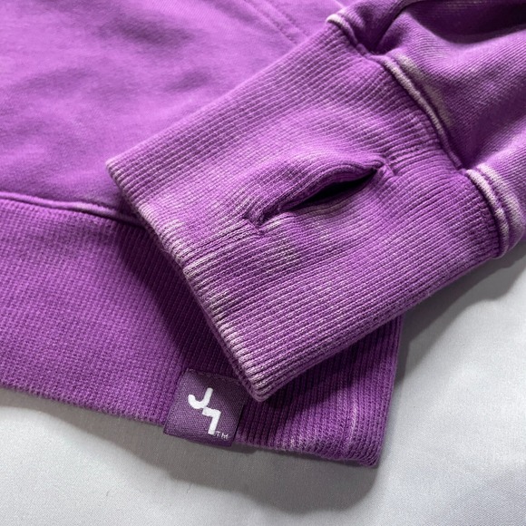 JoyLab Cropped Hoodie Womens Small Purple 1/4 Zip Thombhole Raglan Sleeve Sports - Picture 5 of 16